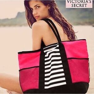 Victoria’s Secret Pink, Black and White Stripe Tote Bag
